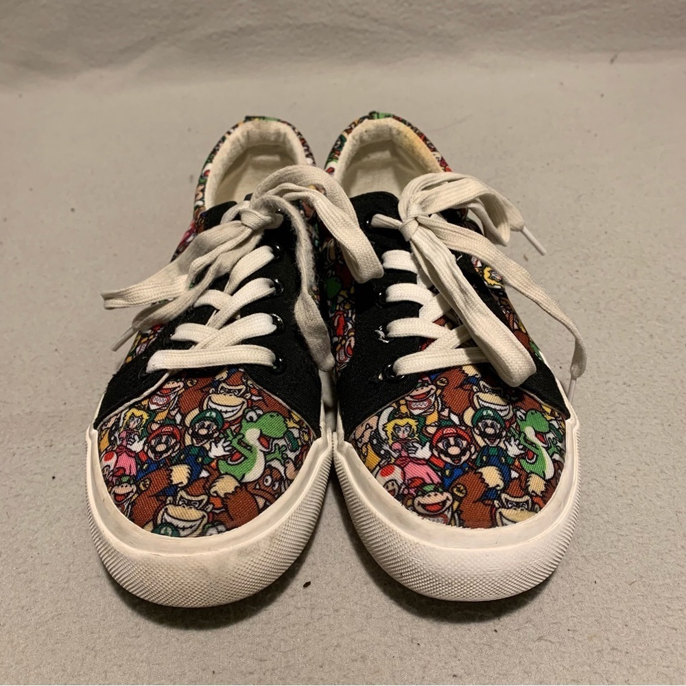 Nintendo Super Mario Bros. Lace Up Sneakers Ground Up Shoes Low Canvas Size 3